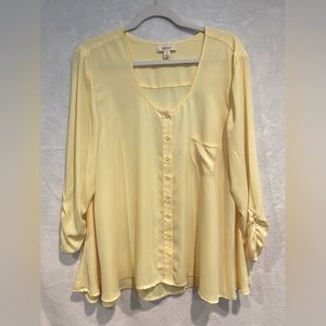 Oversized Polyester High/Low Top with Ruched Sleeves - XL